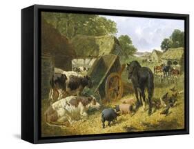 Busy Farmyard-John Frederick Herring II-Framed Stretched Canvas