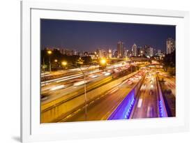 Busy Highway Traffic at Dusk in Sao Paulo, Brazil-Alex Saberi-Framed Photographic Print