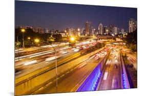 Busy Highway Traffic at Dusk in Sao Paulo, Brazil-Alex Saberi-Mounted Photographic Print