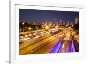 Busy Highway Traffic at Dusk in Sao Paulo, Brazil-Alex Saberi-Framed Photographic Print