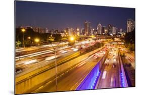 Busy Highway Traffic at Dusk in Sao Paulo, Brazil-Alex Saberi-Mounted Photographic Print