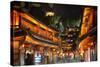 Busy Lijiang Old Town, at Night with Lion Hill and Wan Gu Tower, Lijiang, Yunnan, China, Asia-Andreas Brandl-Stretched Canvas