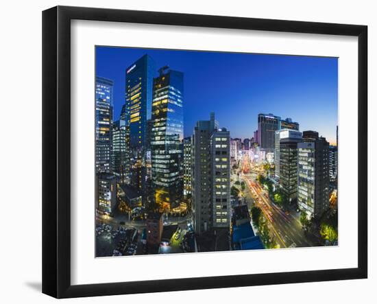 Busy Namdaemun-ro at Dusk in Myeong-dong, Myeongdong, Seoul, South Korea-Gavin Hellier-Framed Photographic Print