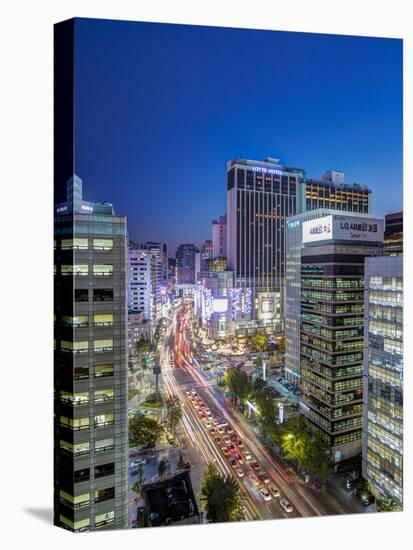 Busy Namdaemun-ro at Dusk in Myeong-dong, Myeongdong, Seoul, South Korea-Gavin Hellier-Stretched Canvas