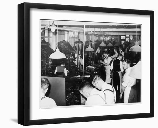 Busy Newspaper Office-null-Framed Art Print