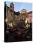 Busy Pavement Cafe at Dusk, with the Cathedral Beyond, Amalfi, Campania, Italy-Ruth Tomlinson-Stretched Canvas