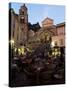 Busy Pavement Cafe at Dusk, with the Cathedral Beyond, Amalfi, Campania, Italy-Ruth Tomlinson-Stretched Canvas