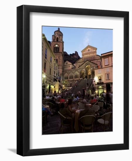 Busy Pavement Cafe at Dusk, with the Cathedral Beyond, Amalfi, Campania, Italy-Ruth Tomlinson-Framed Premium Photographic Print