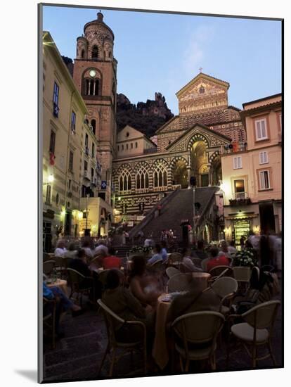 Busy Pavement Cafe at Dusk, with the Cathedral Beyond, Amalfi, Campania, Italy-Ruth Tomlinson-Mounted Photographic Print