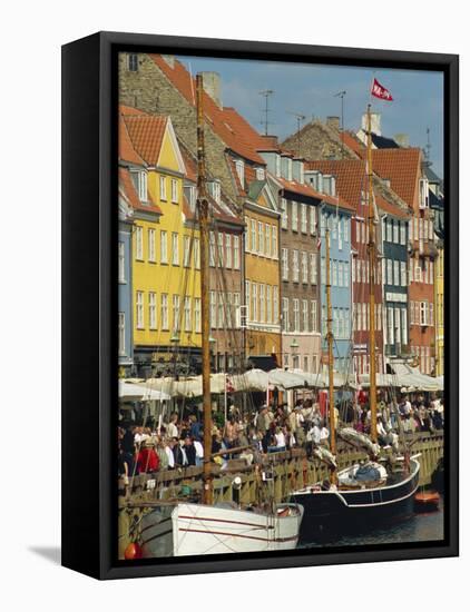 Busy Restaurant Area, Nyhavn, Copenhagen, Denmark, Scandinavia, Europe-Harding Robert-Framed Stretched Canvas