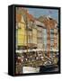 Busy Restaurant Area, Nyhavn, Copenhagen, Denmark, Scandinavia, Europe-Harding Robert-Framed Stretched Canvas