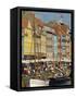 Busy Restaurant Area, Nyhavn, Copenhagen, Denmark, Scandinavia, Europe-Harding Robert-Framed Stretched Canvas