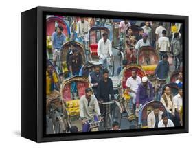 Busy Rickshaw Traffic on a Street Crossing in Dhaka, Bangladesh, Asia-Michael Runkel-Framed Stretched Canvas