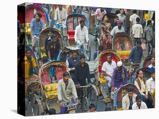 Busy Rickshaw Traffic on a Street Crossing in Dhaka, Bangladesh, Asia-Michael Runkel-Stretched Canvas