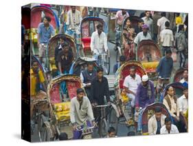 Busy Rickshaw Traffic on a Street Crossing in Dhaka, Bangladesh, Asia-Michael Runkel-Stretched Canvas