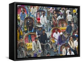 Busy Rickshaw Traffic on a Street Crossing in Dhaka, Bangladesh, Asia-Michael Runkel-Framed Stretched Canvas