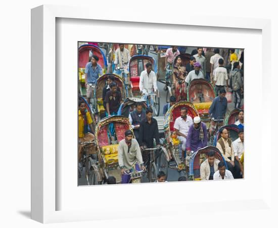 Busy Rickshaw Traffic on a Street Crossing in Dhaka, Bangladesh, Asia-Michael Runkel-Framed Photographic Print