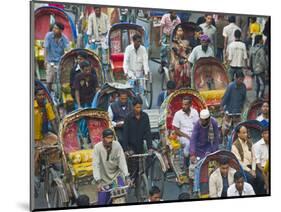 Busy Rickshaw Traffic on a Street Crossing in Dhaka, Bangladesh, Asia-Michael Runkel-Mounted Photographic Print