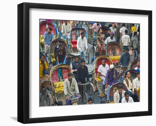 Busy Rickshaw Traffic on a Street Crossing in Dhaka, Bangladesh, Asia-Michael Runkel-Framed Photographic Print