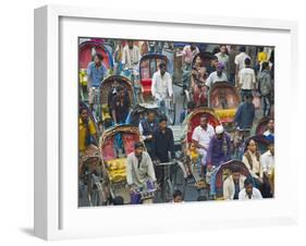 Busy Rickshaw Traffic on a Street Crossing in Dhaka, Bangladesh, Asia-Michael Runkel-Framed Photographic Print