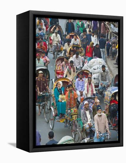 Busy Rickshaw Traffic on a Street Crossing in Dhaka, Bangladesh, Asia-Michael Runkel-Framed Stretched Canvas