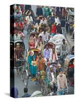 Busy Rickshaw Traffic on a Street Crossing in Dhaka, Bangladesh, Asia-Michael Runkel-Stretched Canvas