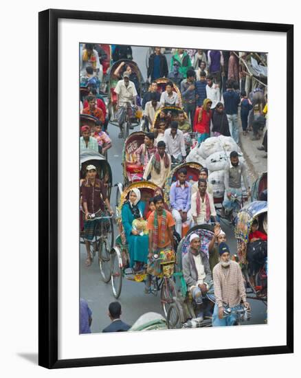 Busy Rickshaw Traffic on a Street Crossing in Dhaka, Bangladesh, Asia-Michael Runkel-Framed Photographic Print