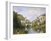 Busy Riverside Village, c.1883-Charles Kuwasseg-Framed Giclee Print