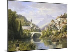 Busy Riverside Village, c.1883-Charles Kuwasseg-Mounted Giclee Print