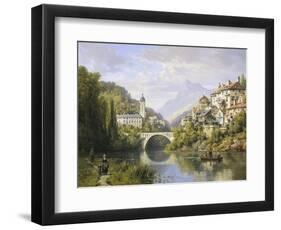 Busy Riverside Village, c.1883-Charles Kuwasseg-Framed Giclee Print