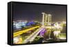 Busy Roads Leading to the Marina Bay Sands, Gardens by the Bay and Artscience Museum at Night-Fraser Hall-Framed Stretched Canvas