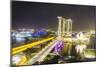 Busy Roads Leading to the Marina Bay Sands, Gardens by the Bay and Artscience Museum at Night-Fraser Hall-Mounted Photographic Print