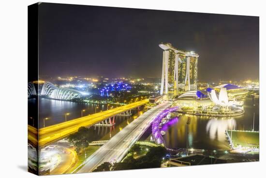 Busy Roads Leading to the Marina Bay Sands, Gardens by the Bay and Artscience Museum at Night-Fraser Hall-Stretched Canvas