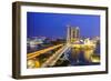 Busy Roads Leading to the Marina Bay Sands, Gardens by the Bay and Artscience Museum at Night-Fraser Hall-Framed Photographic Print