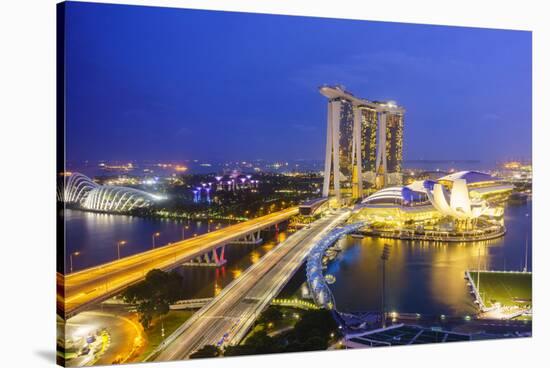 Busy Roads Leading to the Marina Bay Sands, Gardens by the Bay and Artscience Museum at Night-Fraser Hall-Stretched Canvas