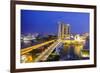 Busy Roads Leading to the Marina Bay Sands, Gardens by the Bay and Artscience Museum at Night-Fraser Hall-Framed Photographic Print