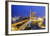 Busy Roads Leading to the Marina Bay Sands, Gardens by the Bay and Artscience Museum at Night-Fraser Hall-Framed Photographic Print