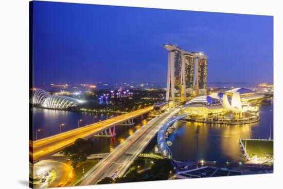 Busy Roads Leading to the Marina Bay Sands, Gardens by the Bay and Artscience Museum at Night-Fraser Hall-Stretched Canvas