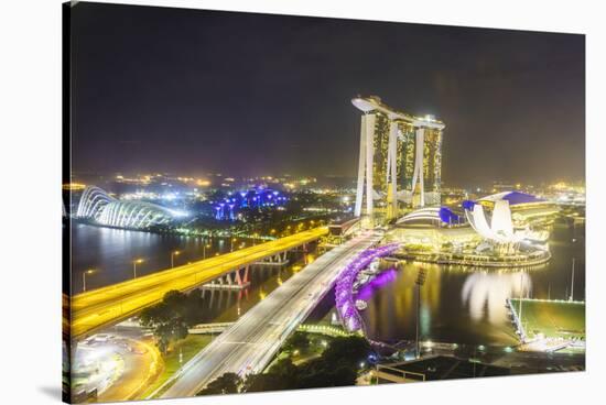 Busy Roads Leading to the Marina Bay Sands, Gardens by the Bay and Artscience Museum at Night-Fraser Hall-Stretched Canvas