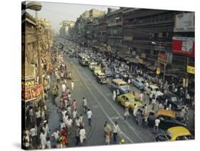 Busy Street, Calcutta, West Bengal, India-John Henry Claude Wilson-Stretched Canvas