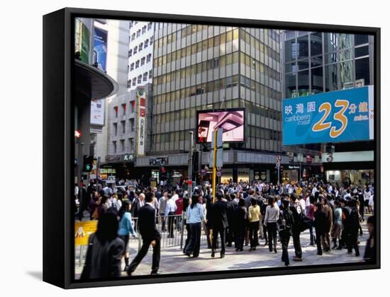 Busy Street, Central, Hong Kong Island, Hong Kong, China-Amanda Hall-Framed Stretched Canvas