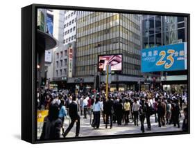 Busy Street, Central, Hong Kong Island, Hong Kong, China-Amanda Hall-Framed Stretched Canvas