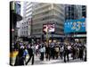 Busy Street, Central, Hong Kong Island, Hong Kong, China-Amanda Hall-Stretched Canvas