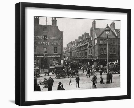 Busy Street Scene at Spitalfields, East End of London-Peter Higginbotham-Framed Photographic Print