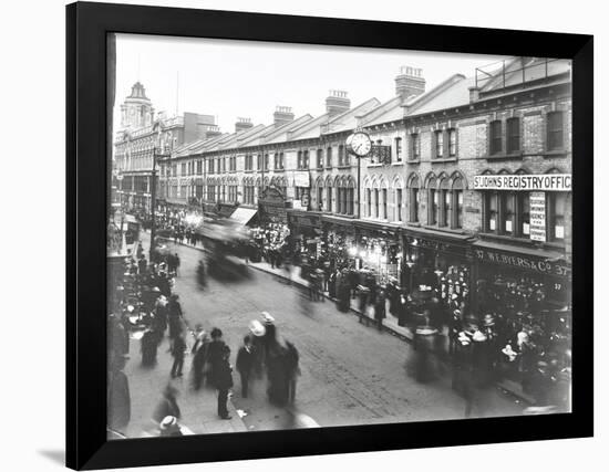 Busy Street Scene, St Johns Road, Clapham Junction, London, 1912-null-Framed Photographic Print