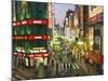 Busy Streets and Neon Signs in the Evening at Shinjuku Station, Shinjuku, Tokyo, Japan, Asia-Christian Kober-Mounted Photographic Print