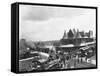 Busy Train Station in Michigan-null-Framed Stretched Canvas