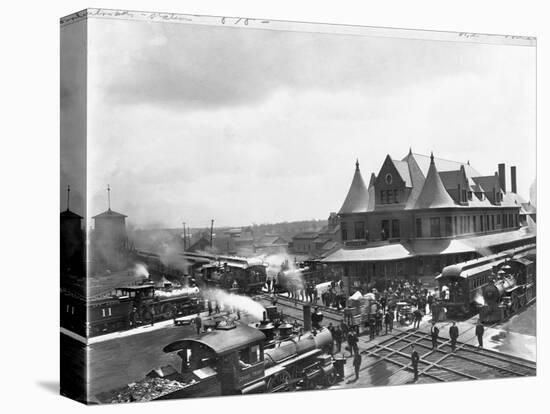 Busy Train Station in Michigan-null-Stretched Canvas