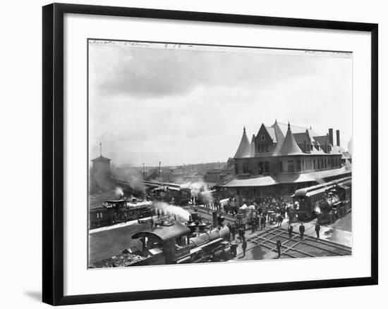 Busy Train Station in Michigan-null-Framed Photographic Print