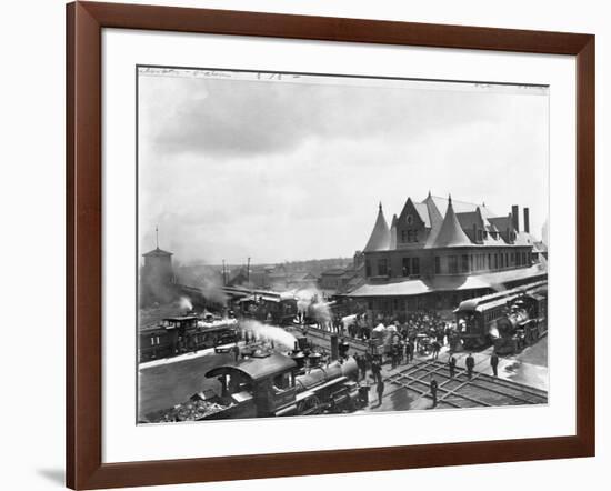 Busy Train Station in Michigan-null-Framed Photographic Print